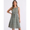 Allegra K Women's Floral Split Neck Drawstring Waist Sleeveless A-Line Summer Midi Dress - 3 of 4