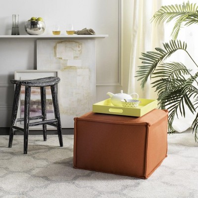 Elaine Burnt Orange Felted Poly Wool Pouf Ottoman