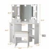 COZONY Corner Vanity Set with Lighted Mirror & Outlets, Drawers & Shelves, Makeup Table w/ Upholstered Stool - 2 of 4