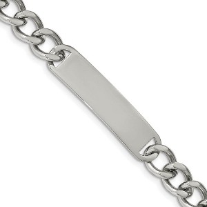 Black Bow Jewelry Men's 10mm Stainless Steel Polished I.D. Bracelet, 8.5 Inch - 1 of 4