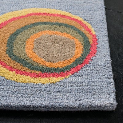 Handmade Blue and Multicolor Wool and Viscose 5' x 7' Tufted Area Rug
