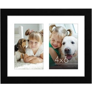Americanflat 4x6 Double Picture Frame in Black - Composite Wood with Shatter Resistant Glass - Horizontal and Vertical Formats for Wall and Tabletop - 1 of 4