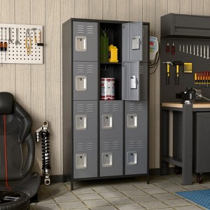 SUXXAN 12 Door Metal Lockers with 12 Hooks for Employees, School, Office, Gym, Home Assembly Required - 1 of 4