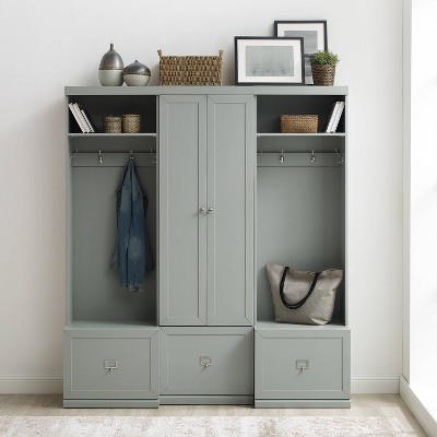 Gray 3-Piece Hall Tree Entryway Set with Storage