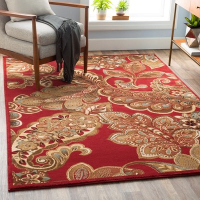 Gariel 6'7" x 9'6" Dark Red Synthetic Fur Rectangular Rug