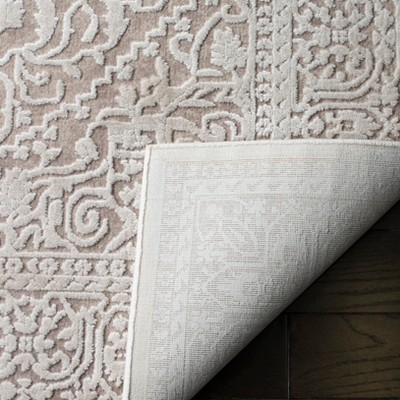 Beige Cream Floral Low Pile Area Rug