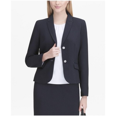 Calvin Klein Womens Notch Collar Two Button Blazer Jacket
