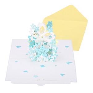 Unique Bargains Cherry Flower Basket Thickened Paper 3D Funny Birthday Cards for Best Friends Gift - 1 of 4