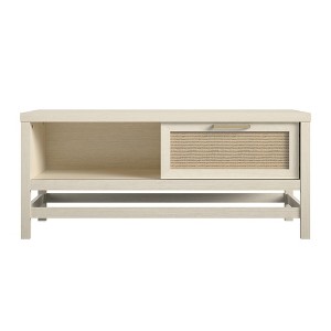Ameriwood Home Lennon Coffee Table, Ivory Oak and Faux Rattan - 1 of 4