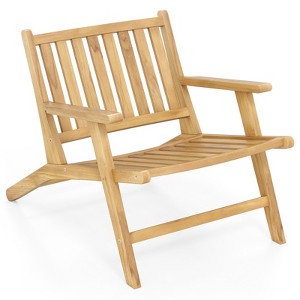 Tangkula Teak Wood Outdoor Reclining Chair w/Comfortable Backrest & Armrests for Patio - 1 of 4