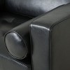 APRILSOUL Black Faux Leather Club Chair, Espresso Birch Wood Legs, Sophisticated Home Comfort - 3 of 4