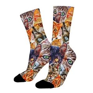 Kitty Cat Women Printed Crew Socks Funny Funky Socks Soft Polyester Novelty Gifts for Artists Men - 1 of 4