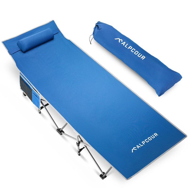 Alpcour Folding Camping Cot - Compact Single Person Bed with Pillow for Indoor & Outdoor Use, 1 of 6