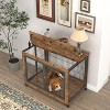 Furniture Dog Cage Crate with Double Doors, Rustic Brown, 38.58'' W x 25.2'' D x 27.17'' H - 4 of 4