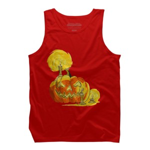 Men's Design By Humans Halloween Pumpkin with Candle and Evil Smile By wubbadub Tank Top - 1 of 2