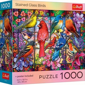 Trefl Red Stained Glass Birds 1000 Piece Puzzle - 1 of 3