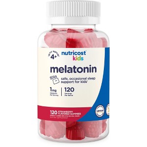 Nutricost Kids Melatonin Gummies 1mg, 120 Gummies, Strawberry Flavored - 1 of 4