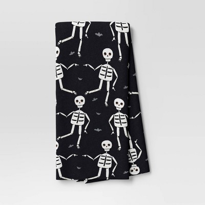 Halloween Skeletons Kitchen Towel Black - Hyde and EEK! Boutique™: Cotton Dish Towel, Machine Washable, 28"x18"
