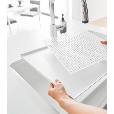 White Plastic Slim Kitchen Dish Drainer Mat