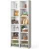 AOXUN 2 Pieces Tall Narrow Bookshelf, 6-Tier Cube Display Rack, Modern Corner Bookshelf, Storage Cabinet for Home, Office, White - 3 of 4