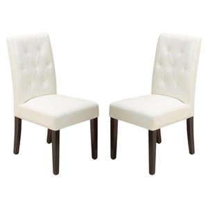 Gentry Bonded Leather Dining Chair Ivory (Set of 2) - Christopher Knight Home