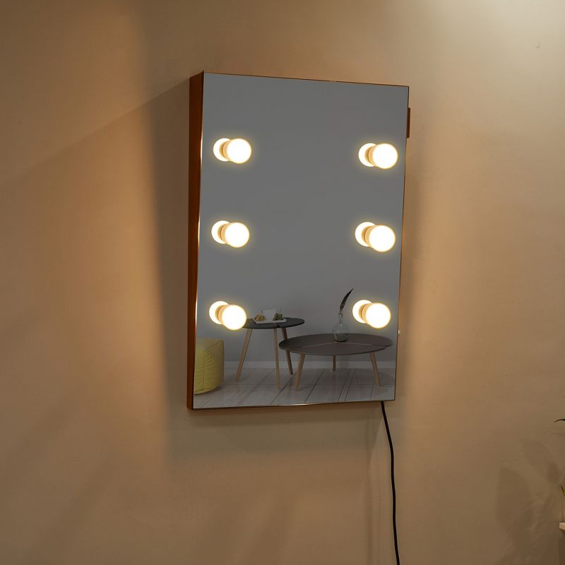 Kayla 35.4" Solid Wood Frame Wall Mirror for  Wall Vanity Mirror Makeup Mirror Dressing Mirror with LED Bulbs-The Pop Home, 5 of 9