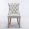 Modern, High-end Tufted Solid Wood Contemporary Flax Upholstered Dining Chair with Wood Legs Nailhead Trim 2-Pcs - 2 of 4