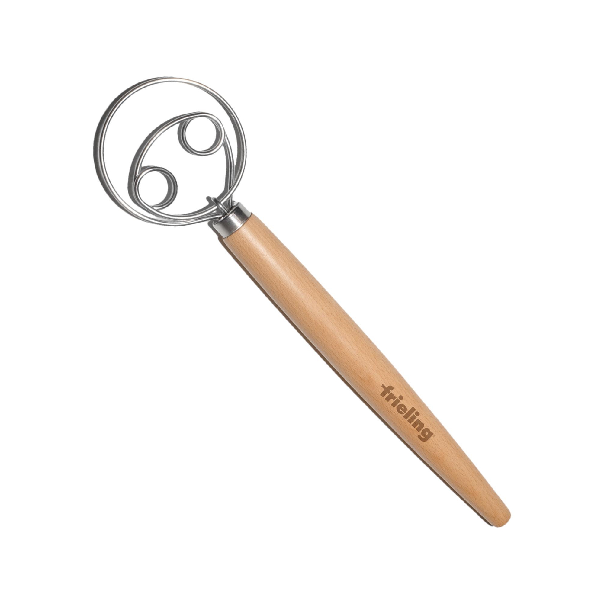 Frieling Wood and Stainless Batter and Dough Whisk for Mixing Bread Dough, 13-Inch, Natural