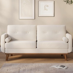 Garvee 65" Loveseat Sofa Couch, Boucle Upholstered Sofa with Wood Legs for Living Room, Bedroom, Office - 1 of 4