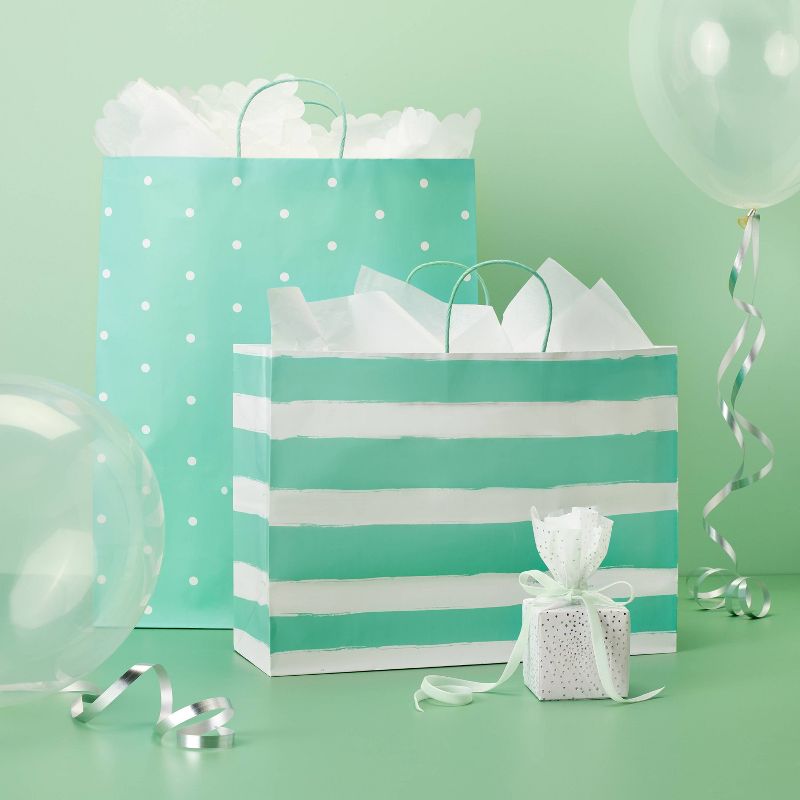 XL Dot GiftBag Mint - Spritz&#8482;: Giant Polka Dotted, Blue, for Baby Shower & All Occasions, with Soft Handles, 2 of 4