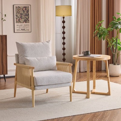 Karl Home Light Gray Chenille Accent Chair Armchair With Pillow