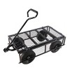 FURNIinspire Wheelbarrows And Lawn Carts Solid Wheels Tools Cart Wagon Cart, Metal Lawn Cart For Picnic, Shopping, Black, 37“*19"*45" - 2 of 4