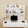 KTMBDW Wood Desktop Bookshelf Desktop Organizer Office Storage Rack Wood Display Shelf - Free Style Display True Natural Stand Shelf Rack White - 2 of 4