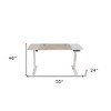 HomeRoots Adjustable White And Natural and White Wood and Stainless Steel Rolling Computer Desk - 3 of 4