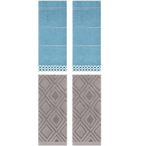 REGALWOVEN 4 Pcs Geometric Absorbent Soft Decorative Bathroom Hand Towels - 1 of 4