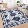 Washable Vintage Rug Non Slip Low Pile Rug Soft Throw Floor Cover Floral Foldable Indoor Carpet for Living Room Bedroom Playroom Nursery - 2 of 4