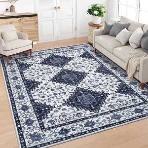Machine Washable Area Rug 9x12 for Living Room Vintage Geometric Bedroom Carpet Non-Shedding Large Non Slip Throw Carpet Stain Resistant Mat - 1 of 4