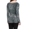 INSPIRE CHIC Women's Long Sleeves Padded Shoulder Scoop Neck Printed Peplum Shirt - 3 of 4