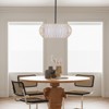 PAKOKULA Boho 3-Light Black Farmhouse Chandelier with Rattan Cage and White Drum Fabric Shade - 4 of 4