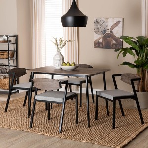 Baxton Studio Revelin Industrial Grey Fabric and Metal 5-Piece Dining Set - 1 of 4