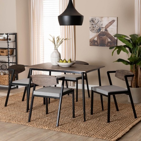 Baxton Studio Revelin Industrial Grey Fabric and Metal 5-Piece Dining Set - image 1 of 4