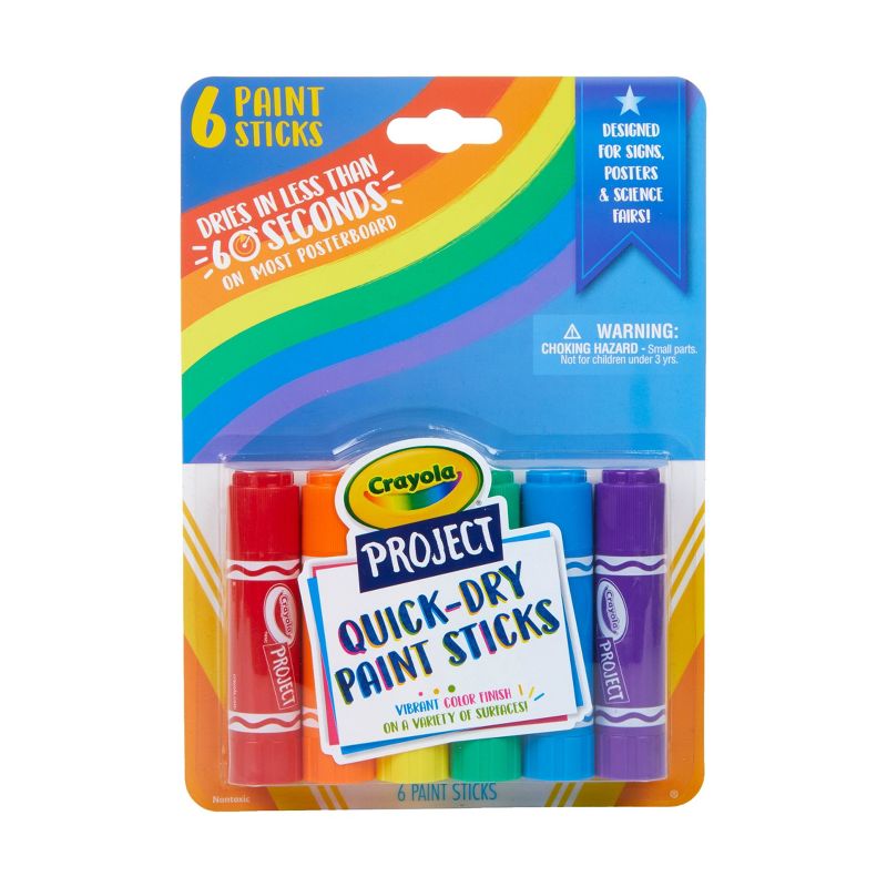 6ct Crayola Project Quick Dry Paint Sticks - Classic Colors, 1 of 7