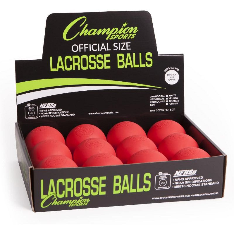 Champion Sports Official Lacrosse Balls - 12 Pack - Red, 5 of 10