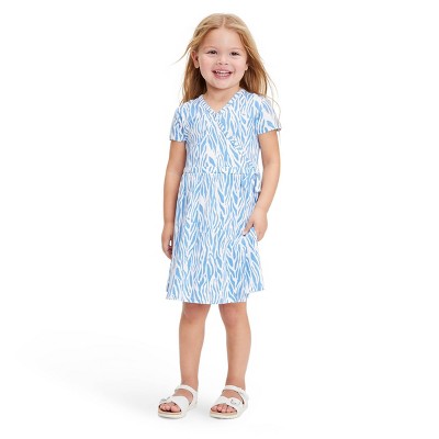 Toddler Short Sleeve Sea Twig Blue Faux Wrap Dress - DVF for Target