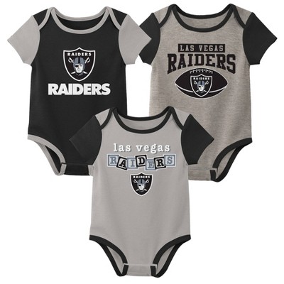 NFL Las Vegas Raiders Baby Boys' Newest Fan 3pk Bodysuit Set - 6-9M