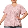 Agnes Orinda Women's Plus Size V-Neck Single Breasted Floral Print Blouses - 2 of 4