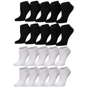 Women's 20 Pairs Solid Colored Monochrome Elegance Black White Low Cut/No Show Socks - 1 of 4