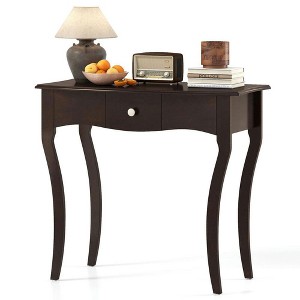 Resenkos Console Table - Single Drawer & Solid Wood Frame, Sturdy Accent Piece for Hallways, Living Rooms & Entryways, Espresso Brown - 1 of 4