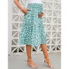 Coolmee Womens High Elastic Waist Maternity Skirt Summer Casual Floral Pleated Swing A Line Flowy Midi Skirts with Pockets - 2 of 4