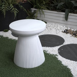 INFURNIC Patio End Tables Modern Decorative Garden Side Table with Faux Terrazzo Finish, Beige, 18.1"*18.1"*20.3" - 1 of 4